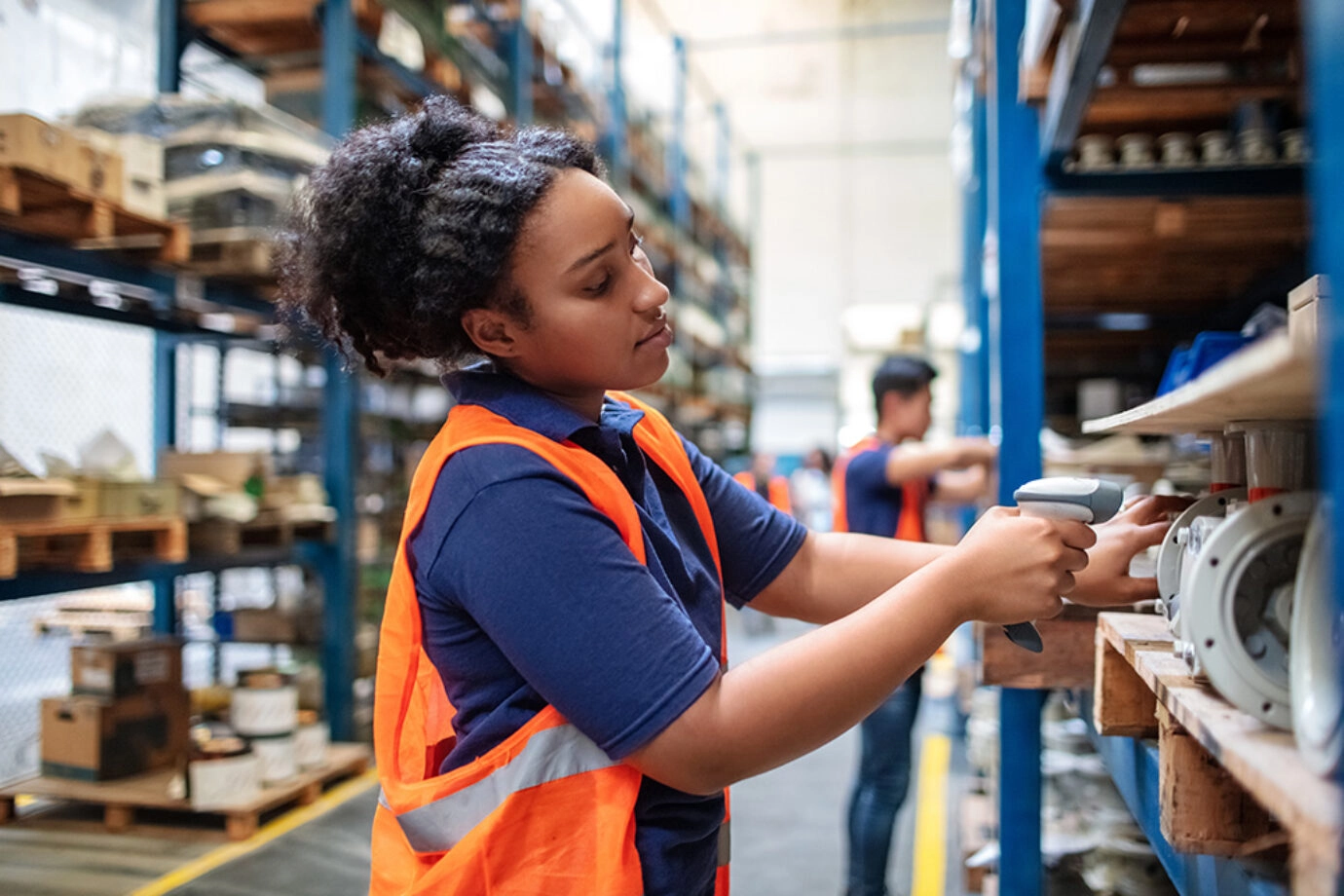 Woman scanning inventory